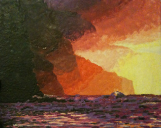 Hawaiian Sunset (painted in Melted Crayon)